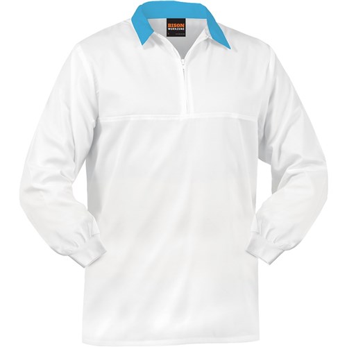 Smartzone L/S Jerkin 240Gsm Polycotton Zip With Blue Collar (Jfnpcmwsz)